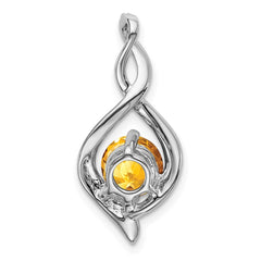 14k White Gold Citrine and Diamond Pendant - 3
