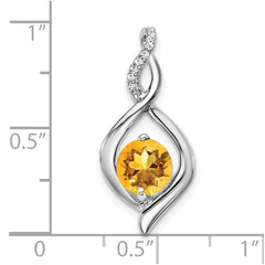 14k White Gold Citrine and Diamond Pendant - 3