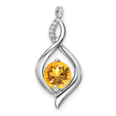 14k White Gold Citrine and Diamond Pendant - 3
