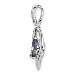 14k White Gold Mystic Fire Topaz and Diamond Pendant - 2