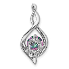 14k White Gold Mystic Fire Topaz and Diamond Pendant - 2