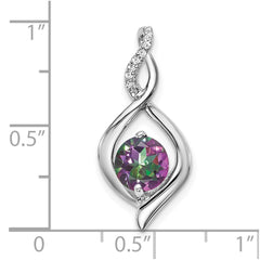 14k White Gold Mystic Fire Topaz and Diamond Pendant - 2