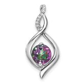 14k White Gold Mystic Fire Topaz and Diamond Pendant - 2