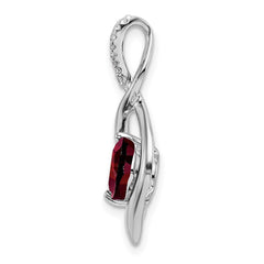 14k White Gold Garnet and Diamond Pendant - 6
