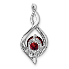 14k White Gold Garnet and Diamond Pendant - 6