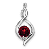 14k White Gold Garnet and Diamond Pendant - 6