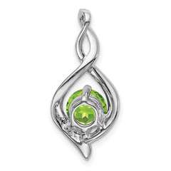 14k White Gold Peridot and Diamond Pendant - 6