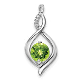 14k White Gold Peridot and Diamond Pendant - 6