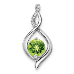 14k White Gold Peridot and Diamond Pendant - 6