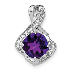 14k White Gold Amethyst and Diamond Pendant - 7