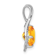 14k White Gold Citrine and Diamond Pendant - 2