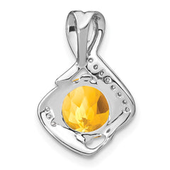 14k White Gold Citrine and Diamond Pendant - 2