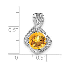 14k White Gold Citrine and Diamond Pendant - 2