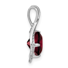 14k White Gold Garnet and Diamond Pendant - 5