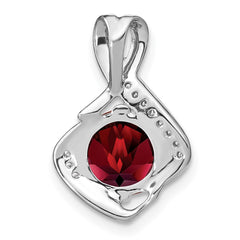 14k White Gold Garnet and Diamond Pendant - 5