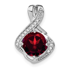 14k White Gold Garnet and Diamond Pendant - 5