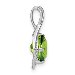 14k White Gold Peridot and Diamond Pendant