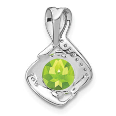 14k White Gold Peridot and Diamond Pendant