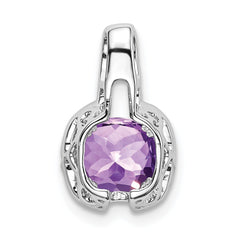 14k White Gold Cushion Amethyst and Diamond Pendant - 2