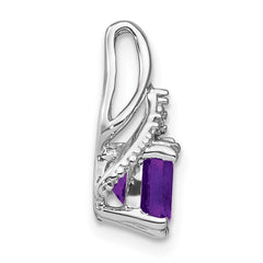 14k White Gold Cushion Amethyst and Diamond Pendant - 7