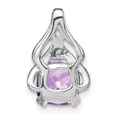 14k White Gold Cushion Amethyst and Diamond Pendant - 7