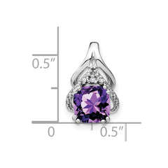 14k White Gold Cushion Amethyst and Diamond Pendant - 7