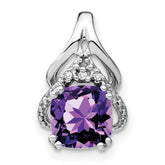 14k White Gold Cushion Amethyst and Diamond Pendant - 7