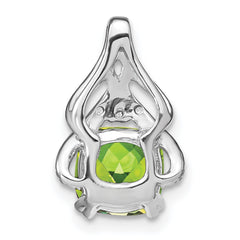 14k White Gold Cushion Peridot and Diamond Pendant - 6