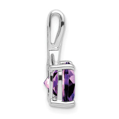 14k White Gold Cushion Amethyst and Diamond Pendant - 9