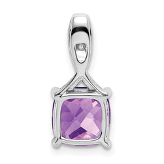 14k White Gold Cushion Amethyst and Diamond Pendant - 9
