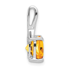 14k White Gold Cushion Citrine and Diamond Pendant - 4