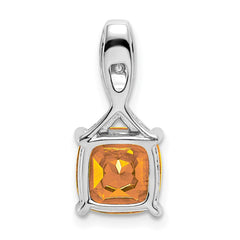 14k White Gold Cushion Citrine and Diamond Pendant - 4