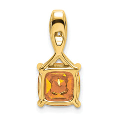 14k Cushion Citrine and Diamond Pendant - 2