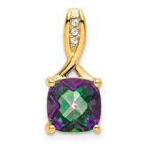 14k Cushion Mystic Fire Topaz and Diamond Pendant - 2