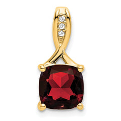 14k Cushion Garnet and Diamond Pendant - 3