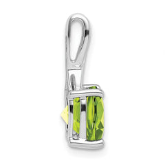 14k White Gold Cushion Peridot and Diamond Pendant - 7