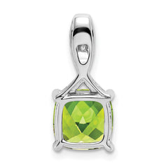 14k White Gold Cushion Peridot and Diamond Pendant - 7