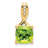 14k Cushion Peridot and Diamond Pendant - 3