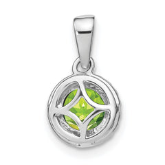 14k White Gold Peridot and Diamond Halo Pendant