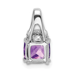 14k White Gold Cushion Amethyst and Diamond Pendant - 8