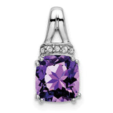14k White Gold Cushion Amethyst and Diamond Pendant - 8