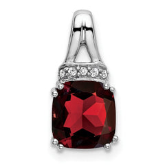 14k White Gold Cushion Garnet and Diamond Pendant - 5