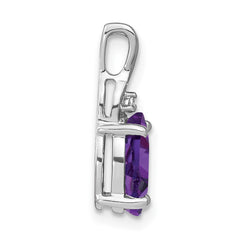 14k White Gold Oval Amethyst and Diamond Pendant - 2