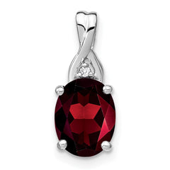 14k White Gold Oval Garnet and Diamond Pendant - 2