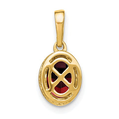 14k Oval Garnet and Diamond Pendant