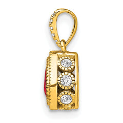 14k Pear Ruby and Diamond Pendant with Side Diamond Detail