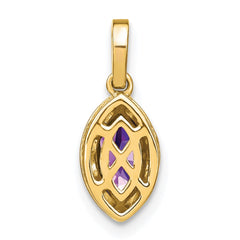 14k Marquise Amethyst and Diamond Pendant