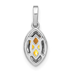 14k White Gold Marquise Citrine and Diamond Pendant