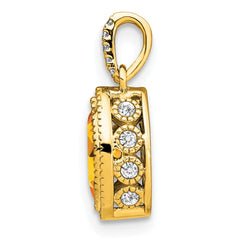 14k Marquise Citrine and Diamond Pendant