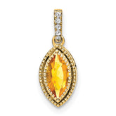 14k Marquise Citrine and Diamond Pendant